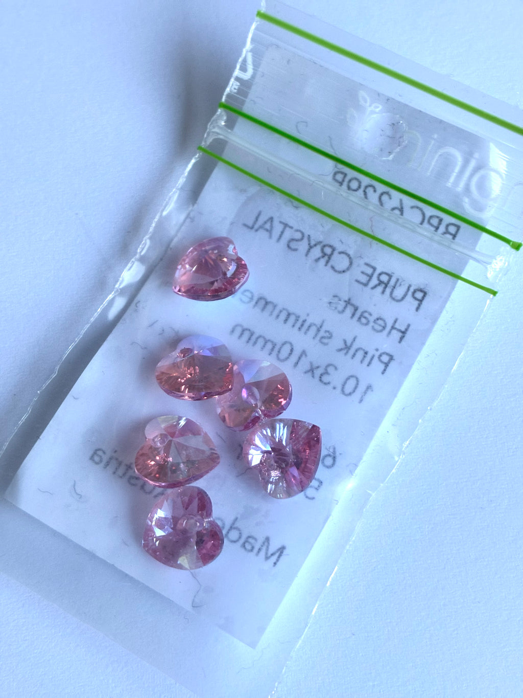 6229P. Pure Crystal hearts. 10.3x10mm. Pink.