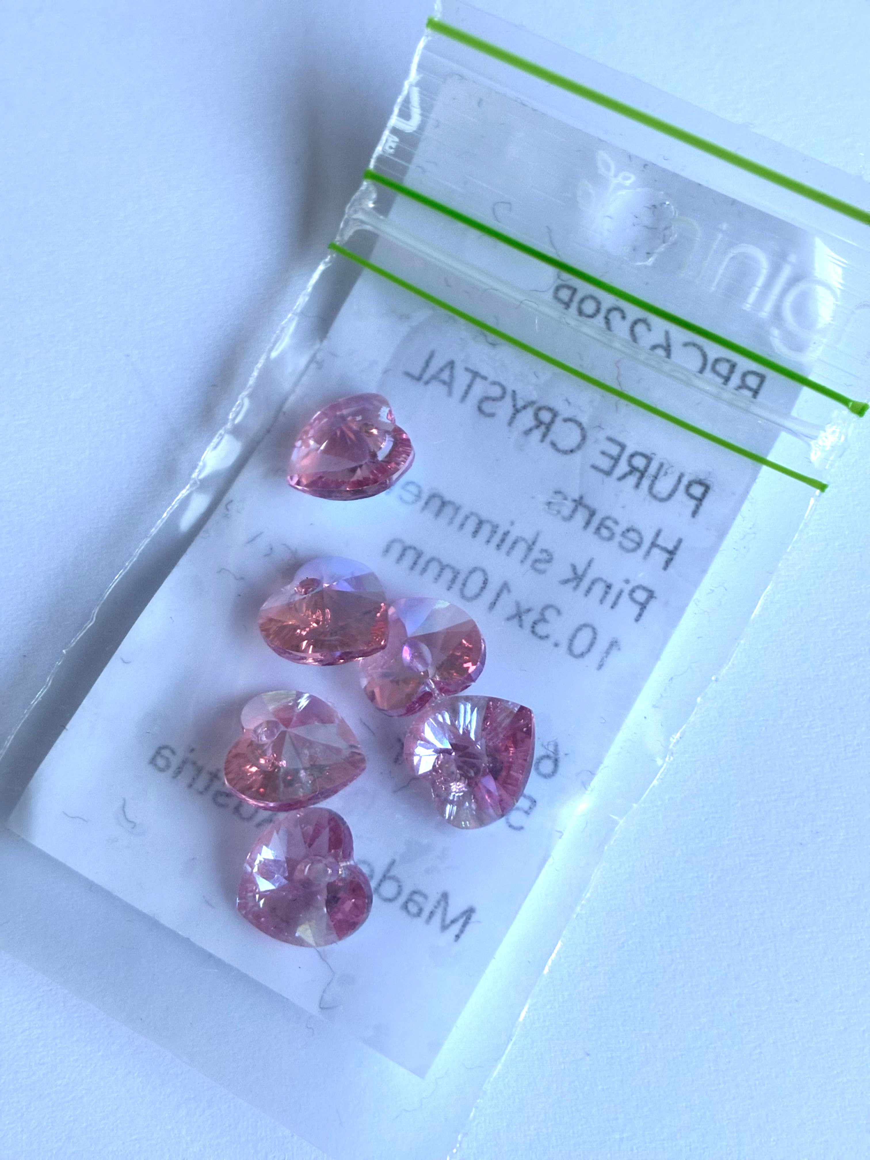6229P. Pure Crystal hearts. 10.3x10mm. Pink.