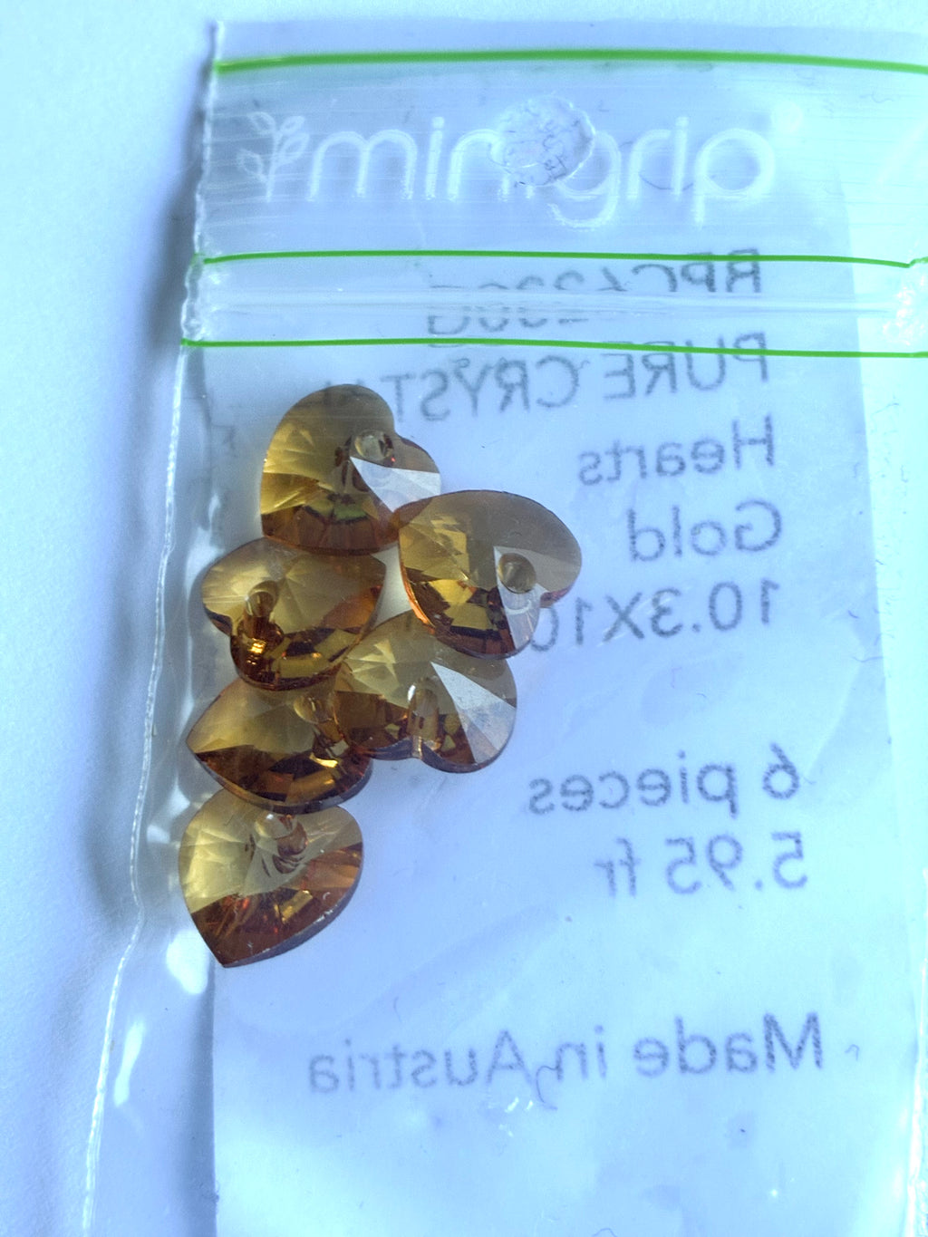 6230. Pure Crystal. Hearts. 10.3x10mm. Yellow-gold