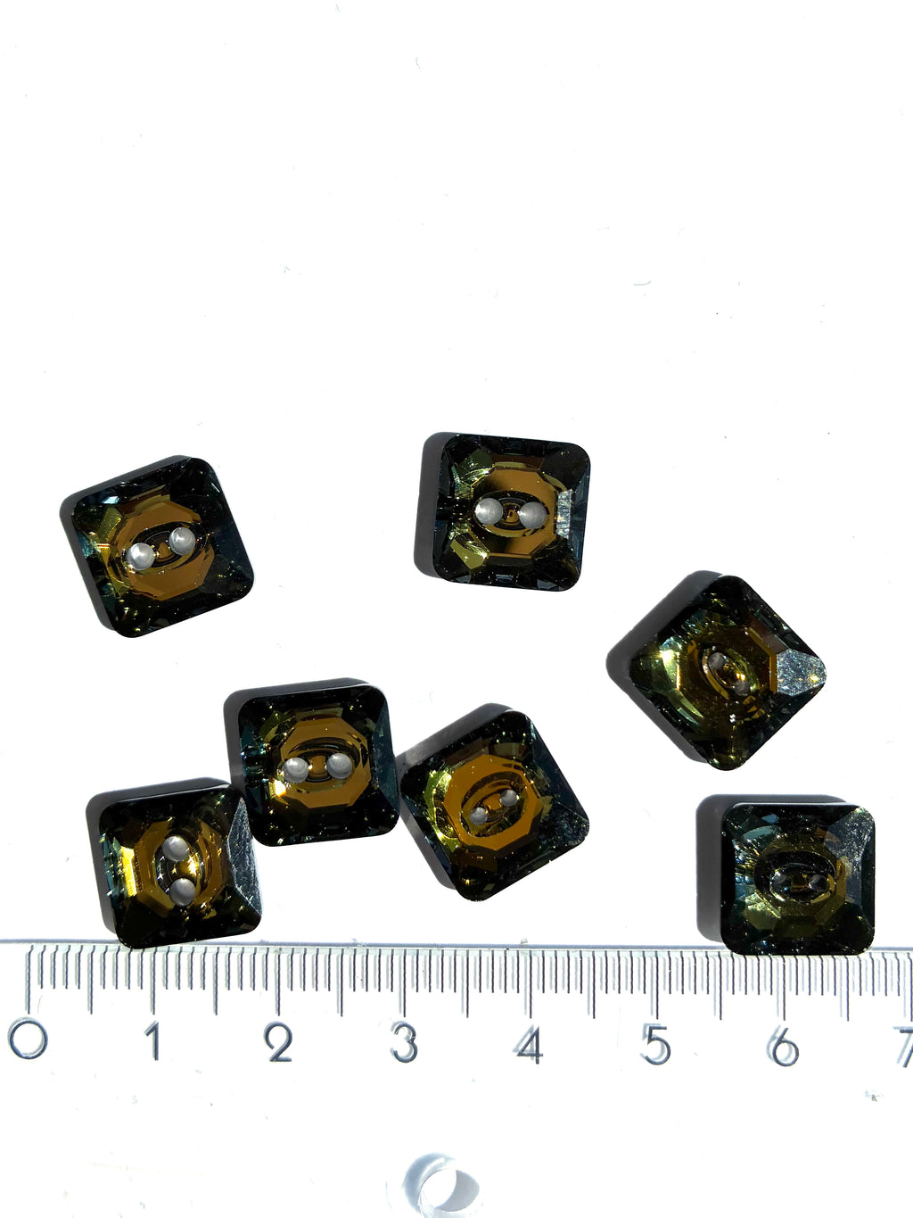 3024. Crystal square button 12mm.